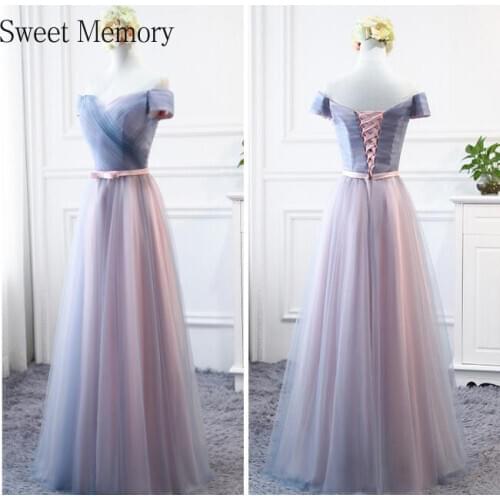 2020 New Sweet Memory 4 Styles Long Bridesmaid Dresses Boat Neck Lace Up Wedding Party Prom Dress