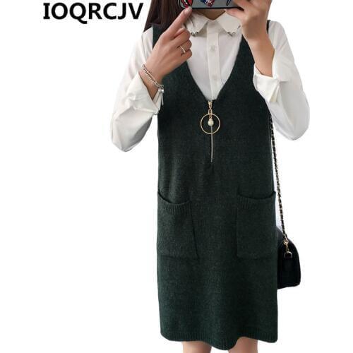 2019 New Autumn Winter Women Vest Knitted Sweater Dress Casual V-neck Slim Bodycon Dress Elegant Mini Sexy Party Vestidos R725