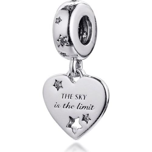 2021 Congratulations Heart & Stars Charm Fits Snake Chain Bracelets & Bangle Sterling Silver Beads For Jewelry Making Charms