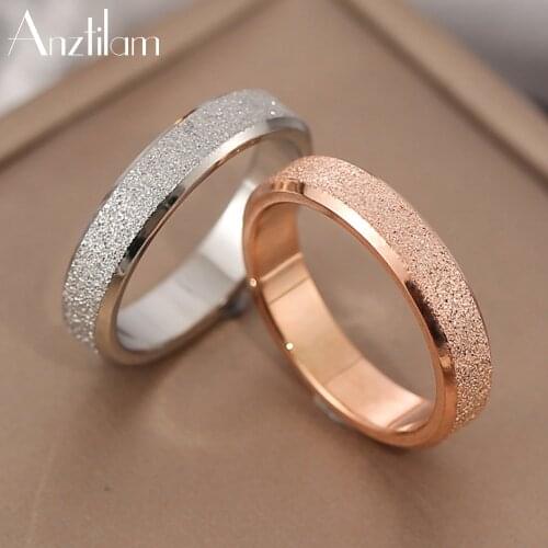 4mm Ins High-Quality Scrub Stainless Steel Rings For Girl Finger Jewelry Gift For Women Fashion Jewelry Goth Drop Shipping