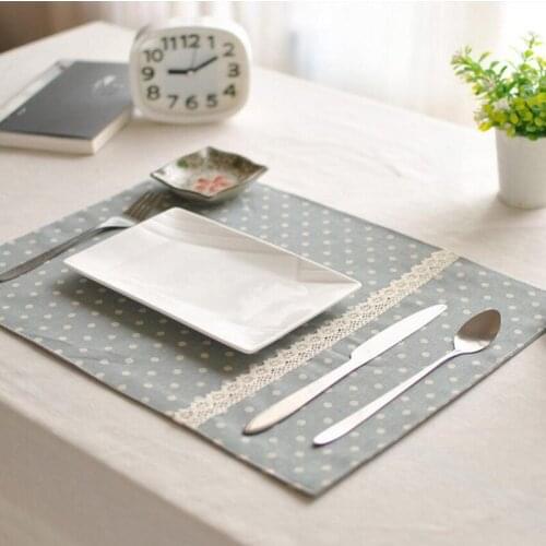 4pcs Upscale Retro dots cloth pad table mats Western mats Placemats double thick mat non-slip Insulation mat tea coffee coasters