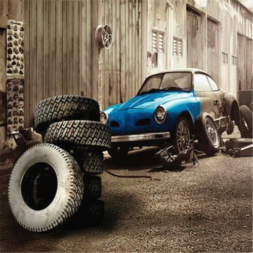 5*7ft Newborn Vinyl Backdrops for Photography Blue Car with Black Tire Street Photo Background for Kids Birthday Photo Props