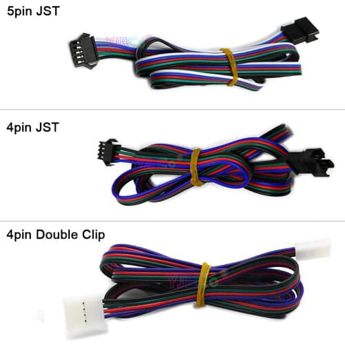 5 pieces LED Strip Light RGB/RGBW Cable 22AWG 4pin double clip 4pin 5pin JST Plug Male to Female Wire Connector 1 Meter long