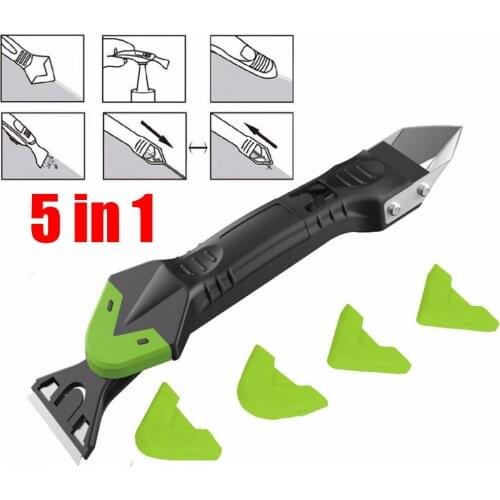 5 In 1 Silicone Remover Caulk Finisher Sealant Smooth Scraper Grout Kit Tools with Seam Tape Plastic Hand Tools Set Accessories