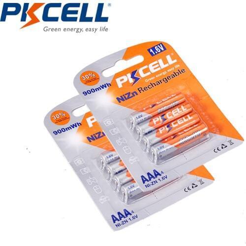 8Pcs PKCELL aaa nizn Rechargeable Battery NI-ZN aa 900mWh 1.6v batteries for RC Car Toys Digital cameras flash lights