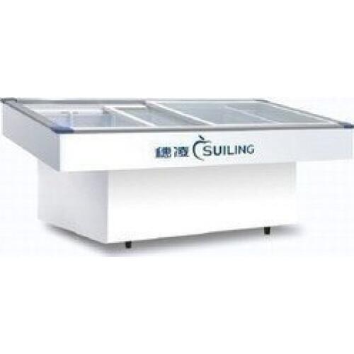 Large sea lion Horizontal Display freezer, fresh fridge full brass evaporator