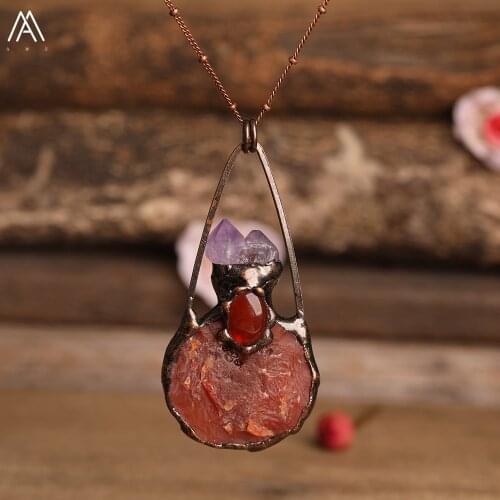 Healing Spiritual Buddha Head Pendant Necklace For Women Bronze Antique Natural Stones Meditation Necklace Jewelry Gift Dropship