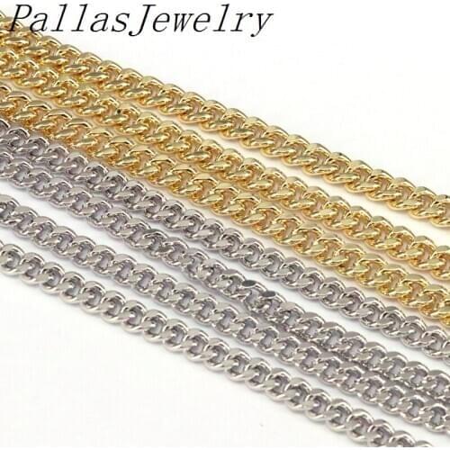 5Meters Gold Color Curb Link Chain 6mm Width Bulk Jewelry Chains For DIY Handmade Necklace Bracelet Making