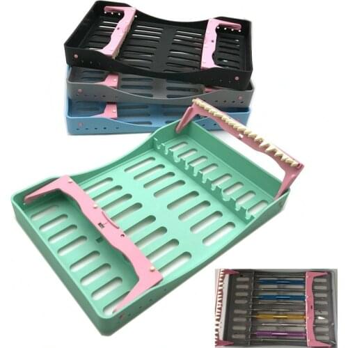 Dental Lab Sterilization Box Case with 10 Holders Tips handles Instrument Autoclavable