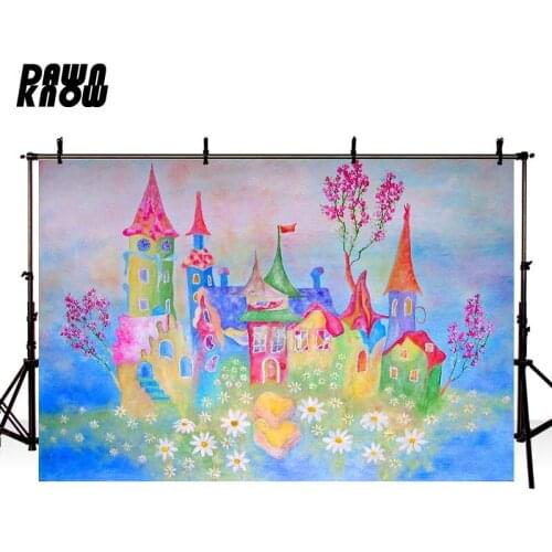 DAWNKNOW Cartoon Castle Flower Photography Background Baby Photocall Photo Shoot Kids Backdrop Children Photo Studio GY059