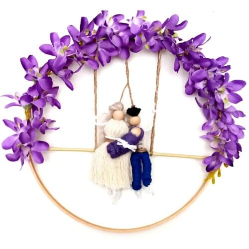 Mom Dad and Baby Purple Flower Wall Decor