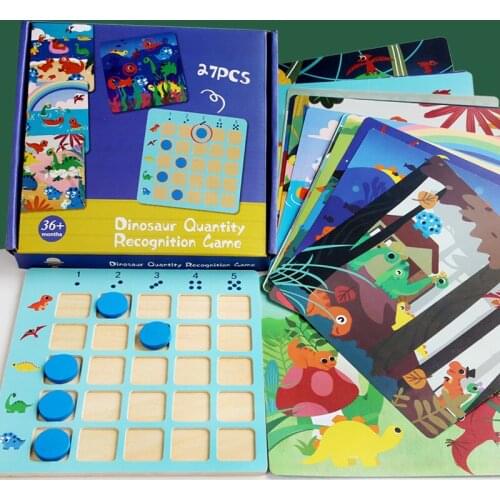 Montessori Educatioal Wooden Toys Dinasaur Counting Board Game Children Interactive Arithmetic Math Toy for Party Game Xmas Gift