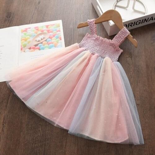 Melario Girls Princess Dress Vestidos Fashion Baby Girl Colorful Rainbow Costumes Children Causal Mesh Costumes Party Dress