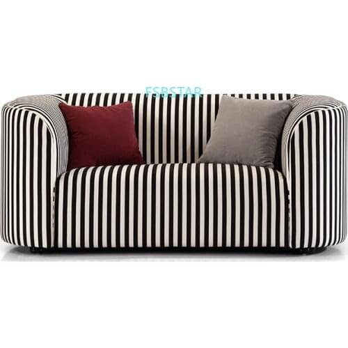 Convertible Fabric Sectional Sofa Couch Modern Living Room Sofa Set Design Zebra-striped Fabric Sofa Two Seat