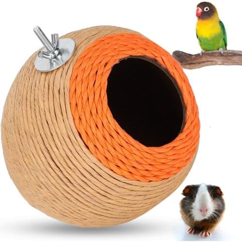 Dropshipping Bird Nests Hand‑Made Woven Bird Nests Coconut Shell Hatching Nesting Cage Cave For Parrots Hamster