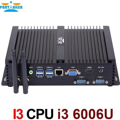 Intel Core i3 6100U i3 6006U Skylake Industrial Mini PC Barebone Linux Micro Computer Win10 HTPC 300M Wifi VGA HDMI 2 COM Ports
