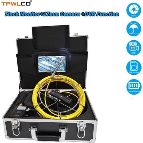 IP68 Waterproof 1000TVL 17mm Drain CCTV Camera 7inch Monitor Pipe Plumbing Inspection Camera System With DVR 20m Cable