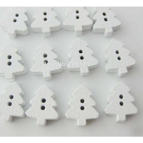 WBNOKL 10MM*13MM white tree wood button 150 pieces DIY scrapbooking findings