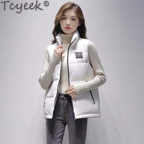 Tcyeek Autumn Jacket Women 90% White Duck Down Coats Femme Light Short Korean Parka Plus Size Sleeveless Casaco Feminino SQQ454