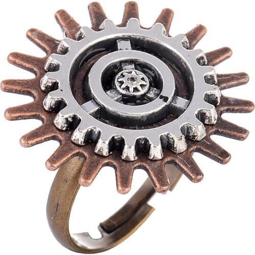Fashion steampunk gears rings for women girls 2017 vintage steam punk adjustable jewelry anillos mujer