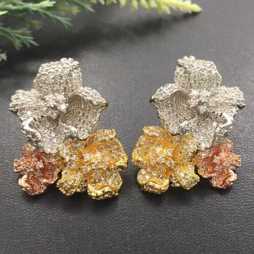 Lanyika Fashion Jewelry Distinctive Elegant Blooming Redbud Earrings Full Micro inlay Micro Plated Banquet Popular Best Gift