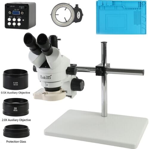 3.5X 7X 45X 90X Simul-Focal Trinocular Stereo Microscope VGA Digital Microscope Camera Heat Pad Mat For PCB BGA Soldering