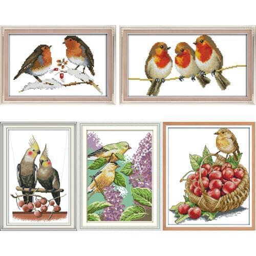 Little birds series printed pattern cross stitch kits 11CT 14CT crafts DMC counted sewing needlework embroidery sets decorations