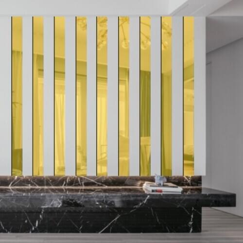 10Pcs Striped Design Mirror Stickers Self Adhesive Removable Acrylic Mirror Sheets Wall Decals For Home Bedroom Background Decor