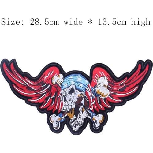 Red wings embroidery patch 28.5cm wide Free shipping iron on sew on full back MC patch/set bordado/ricamo perle/European style