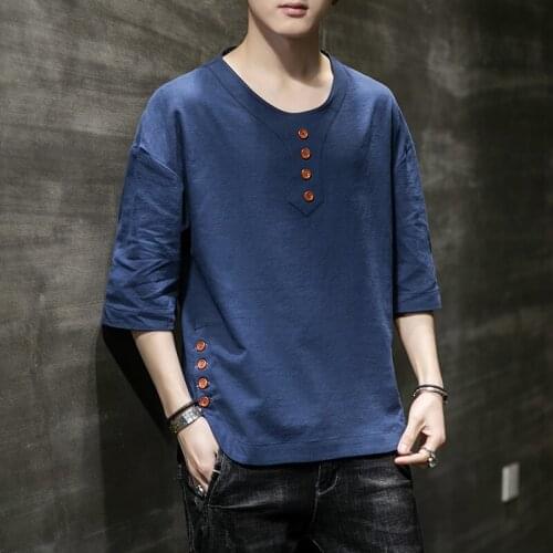 New 2021 Summer Chinese Style Shirt Men Casual Button Cotton Linen Asian Streetwear Kung Fu Shirts Half Sleeve Men Tops KK3580