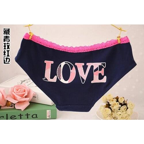 New pink lace cotton fabric printing sexy low cut briefs for women panties tanga majtki damskie thong ropa interior mujer