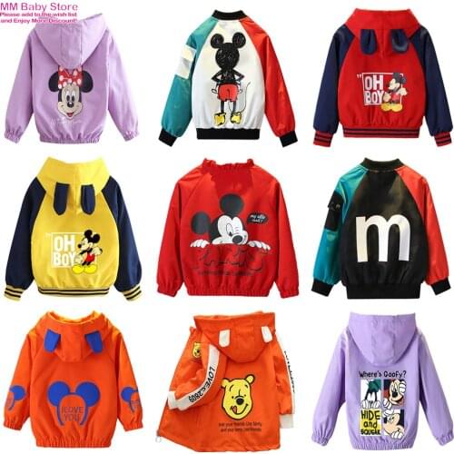 1-6Y Autumn New Childrens Clothing Cartoon Mickey Minnie Jacket Boys Girls Baby Outing Clothes Jacket Children Hooded jacket