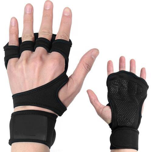 Gym Fitness Half-Finger Gloves Non-slip Palm Protector With Wrist Wrap For Dumbbells Crossfit Musculation Weight Lifting