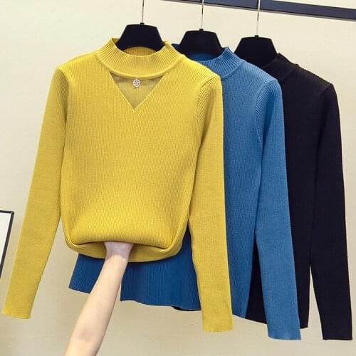 Black Blue Yellow Plus Large Size Oversize Korean Style Fashion Pullovers For WomenS Ladies Sweater 2021 Clothes Tops Blouse