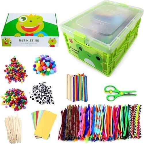 Knitting Needles MACTING Kids Art Craft Supplies Assortment Set for DIY Craft Projecties With Pipe Cleaners, Pony Beads, Pom