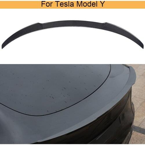 Car Rear Trunk Boot Lip Wing Spoiler for Tesla Model Y 2020 2021 Trunk Spoiler Wing Real Carbon ABS Carbon Look/Glossy Black