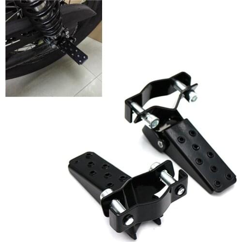 Universal Retro Motorcycle Black Clamp-on Steel Axle Foldable Foot Pedal Step Pegs Motobike Front Rear Folding Foot Rest