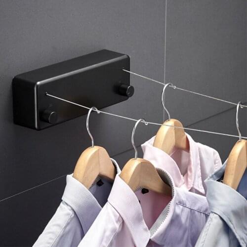 Clothes Line Dryer Retractable Bathroom Accessories Drying Rack Stainless String Clothesline Laundry Dryer Double Layer Stretch