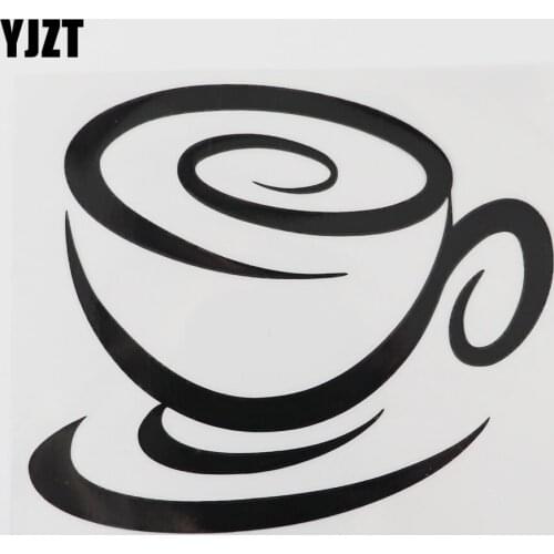 YJZT 14.7CM×12.1CM Coffee Cup Car Sticker Creative Modeling Vinyl Decal Black/Silver 13E-0039