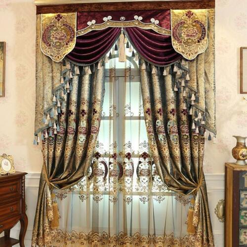 Curtains for Living Dining Room Bedroom New Style European Curtain Flower Yarn Jacquard Fabric Product Customization Window