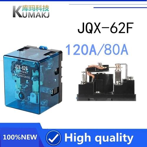 1PCS 100%Original New High-power relay JQX-62F 1Z DC12V DC24V ACC220V 80A 12A JQX 62F 1Z One on one off