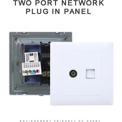 Mayitr 1pc Durable RJ45 Internet Data Connector +TV Aerial Socket Wall Mount Coaxial Outlet Panel Module10A