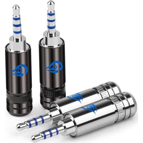 1pc Audio Jack 2.5mm 4 Pole Rhodium Plated Beryllium Copper Earphone Plug Headset Wire Connector Minijack For Soldering Adapter