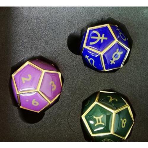 3Pcs/set Dice 12 Sided D12 Metal Dice Astrology Tarot Constellation Divination Astrological Dices coherer board game