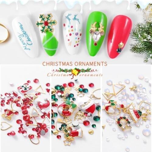 1 Pack Christmas Halloween Design 3D Nail Art Decoration Mixed Alloy Rhinestones Pixie Metal Rivet Pearl Manicure DIY Accessory