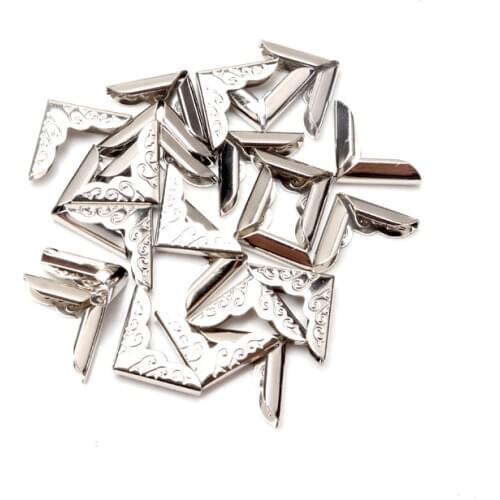 40pcs Silver Metal Book Corner Trilateral Albums Menus Folders Box Corner Protectors For Decor 15x15x4.5mm
