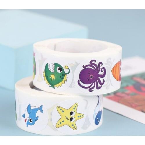 500pcs Funny Animal Stickers roll classic Cute Package Seal Label Cool Skateboard school Motivational Stickers Reward For Kid