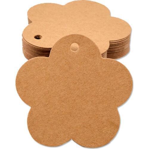 6X6Cm Flower Shape Kraft Paper Swing Tags For Diy Handwork Key Tag For Clothing Paper Labels For Gift Hang Tags For Packaging