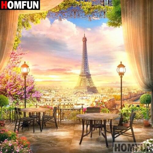 HOMFUN Full Square/Round Drill 5D DIY Diamond Painting "Tower scenery" 3D Diamond Embroidery Cross Stitch Home Decor A19350