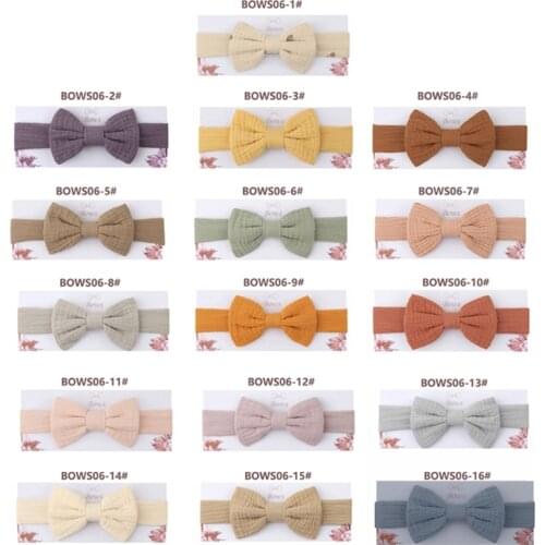 Child Girls Elastic Bow Headband Solid Color Bowknot Hair Band Kids Soft Cotton Headwear Turban Hair Accessories